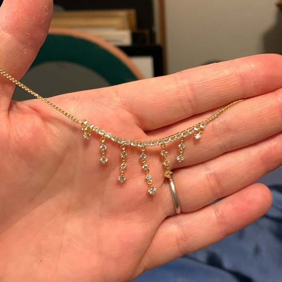 ✨ NWOT Anthropologie Crystal Drip Chain Necklace - Picture 4 of 5